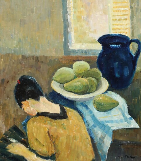 SOLD. Carl Fischer: Interior with a woman. Signed Carl Fischer. Oil on canvas. 66 x 57 cm. – Bruun Rasmussen Auctioneers of Fine Art