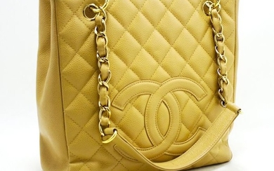 Chanel - Caviar Chain Shopping Beige Quilted Shopper bag