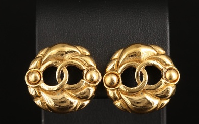 Chanel Logo Button Earrings