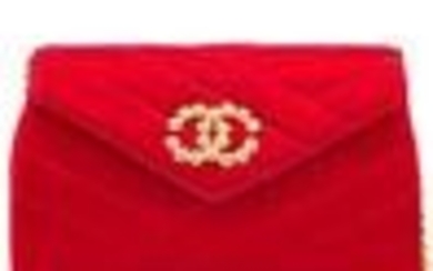 Chanel Red Satin Evening Bag