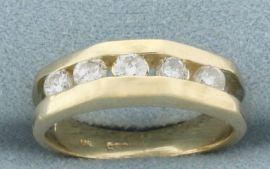 Channel Set 5 Stone Diamond Ring in 10k Yellow Gold