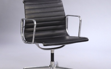 Charles Eames. Armchair in black leather, model EA-108