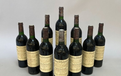 Château VILLEMAURINE 1986 - SAINT-EMILION. 10 bouteilles. (Etiquettes légèrement tachées, griffures. Niveaux base goulot).