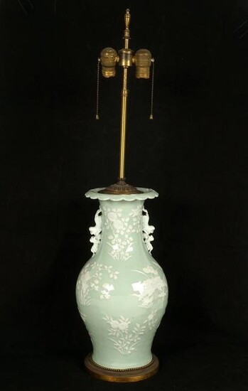Chinese Celadon Porcelain Lamp