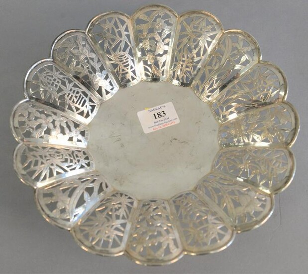 Chinese Export silver reticulated bowl having