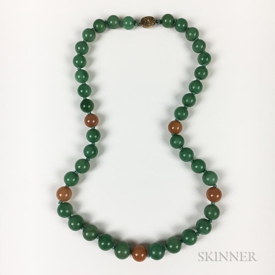Chinese Multicolored Hardstone Bead Necklace
