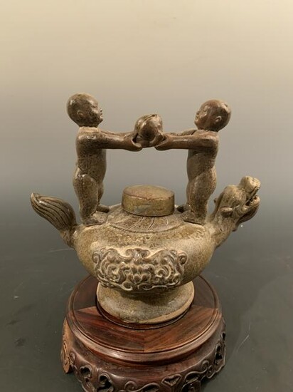 Chinese Song Dynasty Children and Dragon Water Pot
