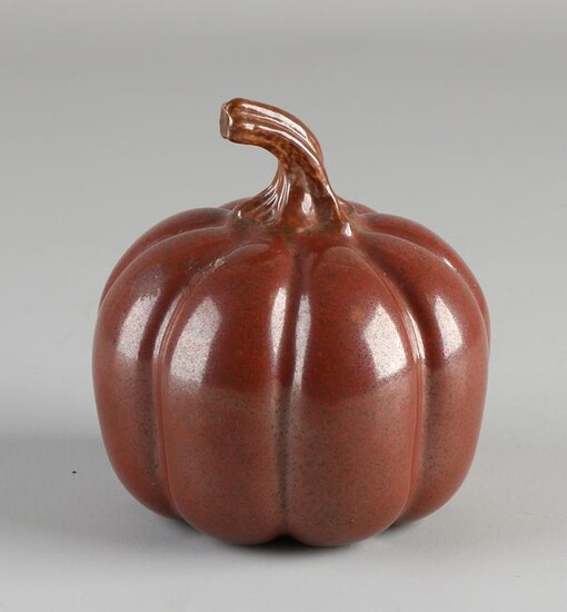 Chinese porcelain pumpkin with tea glaze and bottom