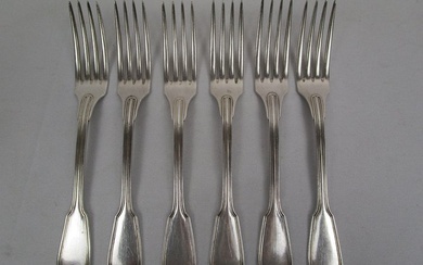 Christofle Paris - Speisegabeln - 6 Personen / 6 Teile - Modell: 'Chinon' - Fork - Silver-plated