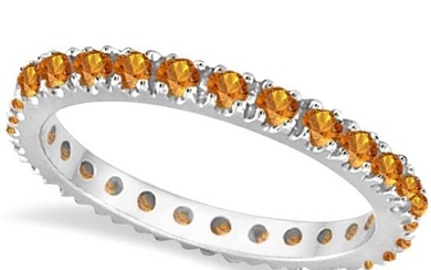 Citrine Eternity Stackable Ring Band 14K White Gold 0.75ctw
