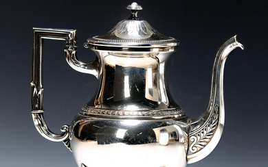 Coffee pot, London, 1950s, sterling silver, empire style, palm leaf...