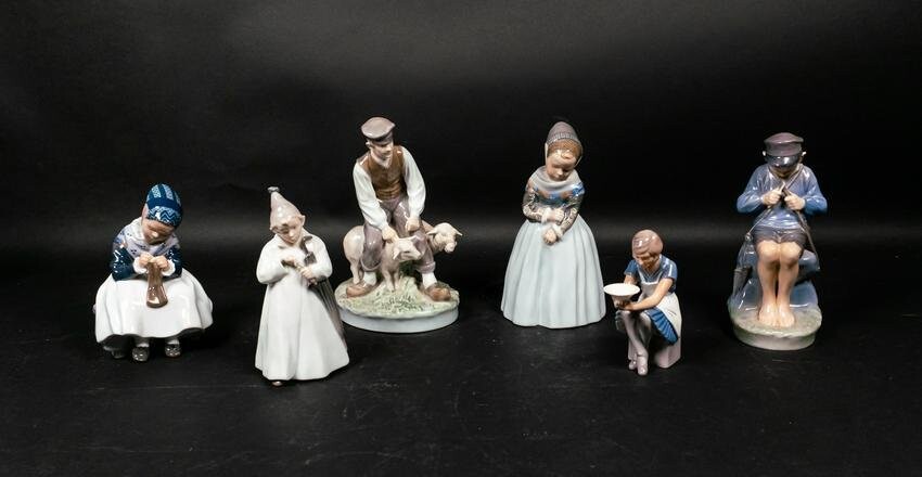 Collection of 6 Royal Copenhagen Porcelain Figures