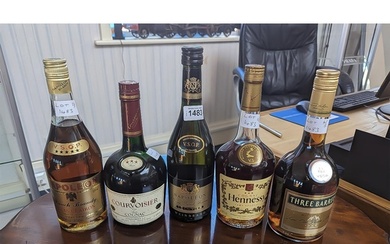 Collection of Five Bottles of Brandy, to include Hennessy Co...