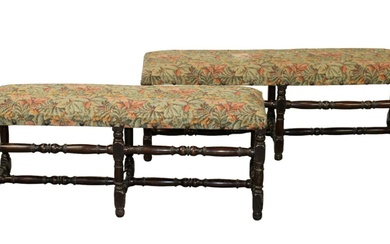 Companion pair of French backless benches