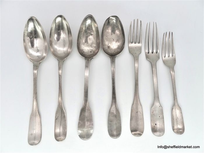 Cutlery set (7) - .800 silver - Europe - nineteenth century