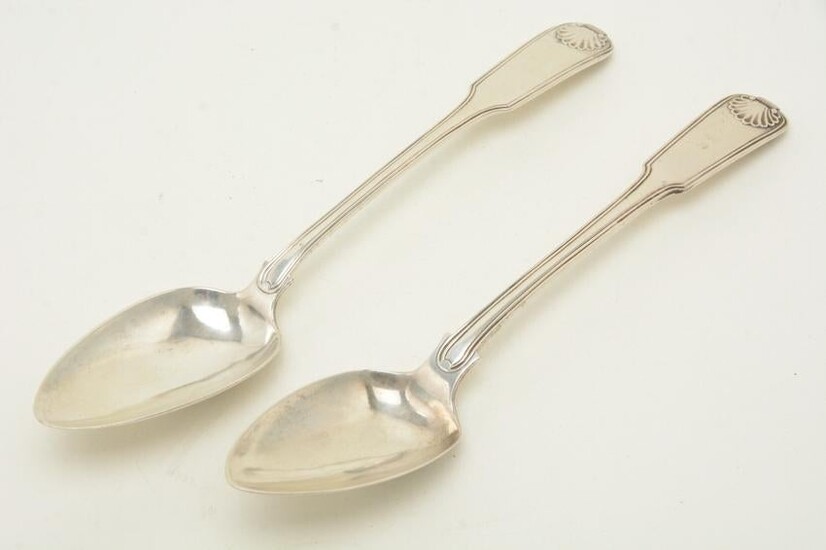 Cutshing Chinese export silver stuffing spoons, pair, 2