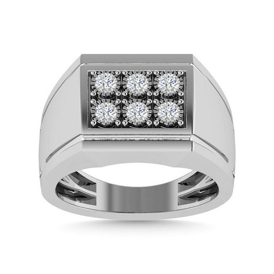 Diamond 1/4 Ct.Tw. Mens Fashion Ring in 10K White Gold