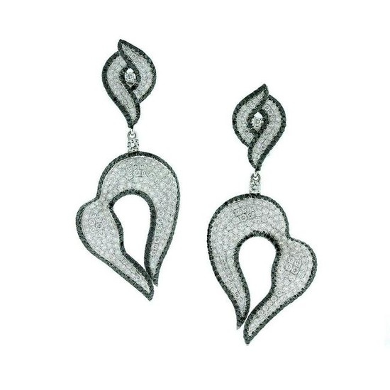 Diamond Gold Drop Swirl Earrings