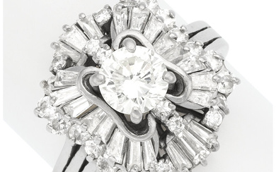 Diamond, White Gold Ring Stones: Round brilliant-cut diamond weighing...