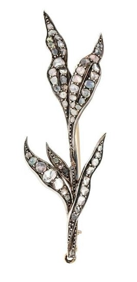 Diamond rose branch brooch si
