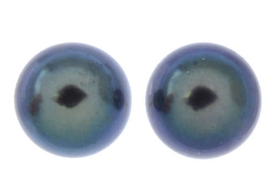 Dyed cultured pearl stud earrings