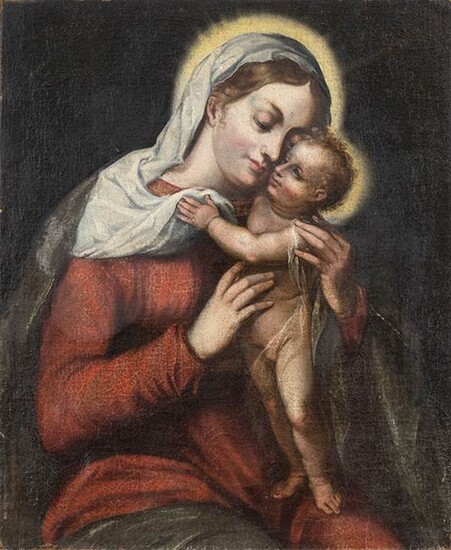 EMILIAN SCHOOL, 16th CENTURY Virgin Mary with Child Oil on...