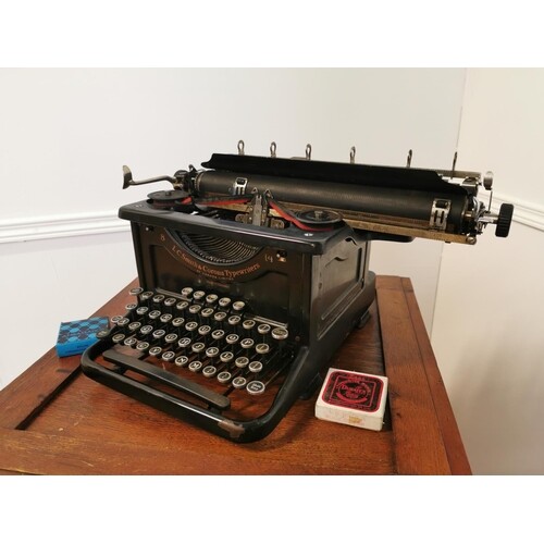 Early 20th. C. L.C. Smith - Corona Typewriter { 24cm H X 50...