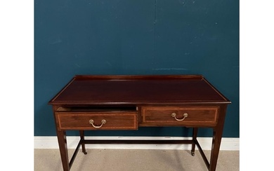 Edwardian mahogany and satinwood inlaid side table with two ...
