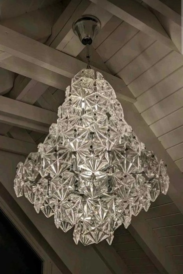 Eichholtz -chandelier hermitage L - Ceiling lamp (1) - luxuriöse grosse kristallglas deckenleuchte - Metal, glass, nickel finish