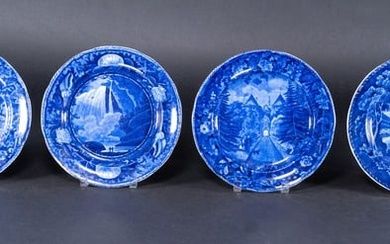Enoch Wood Historical Staffordshire Flo Blue Charger Collection Group Lot