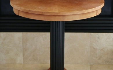 Ethan Allen "Medallion" Biedermeier Style Ebonized and Maple-Finish Side Table