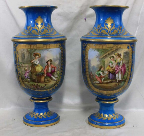Exquisite Pair of Sevres 19th Century Porcelain French