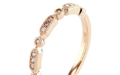 Fancy pink diamonds 0.12 TCW ,Pink Gold- No Reserve Price - 14 kt. Pink gold - Ring - 0.12 ct