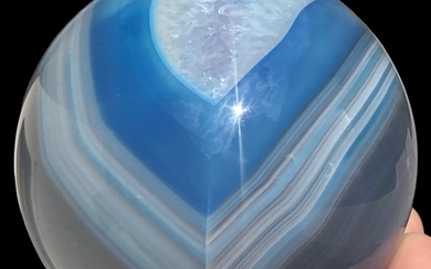 First quality blue dyed agate beautiful color ball - Height: 100 mm - Width: 100 mm- 1300 g