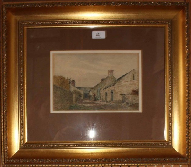 ? Fisher Lady sweeping the farm yard watercolour signed and ...