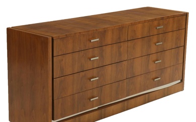 Founders Mid Century Modern Walnut and Chromed Metal 8-Drawer Dresser