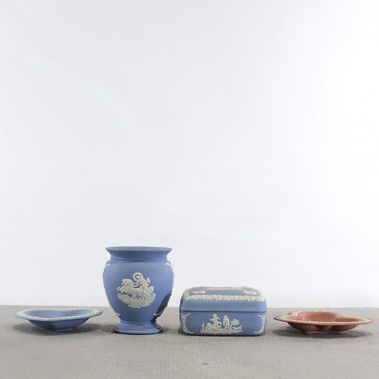 Four [4] Assorted Wedgwood Jasperware Dishes Box Vase