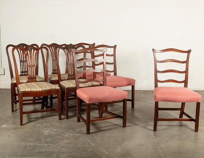 Eight Chippendale mahogany dining chairs 18th Century
