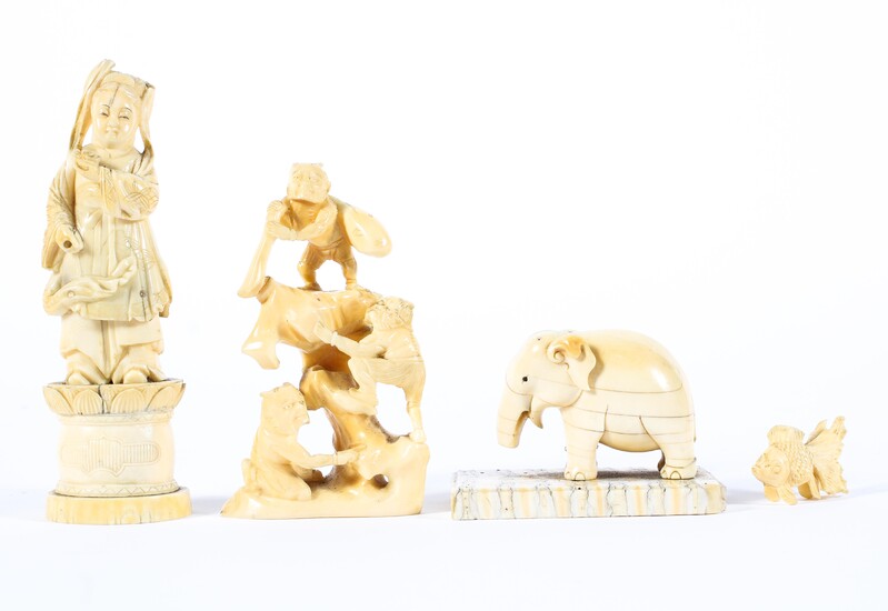 Four Japanese ivory carvings, late 19th/early 20th century
