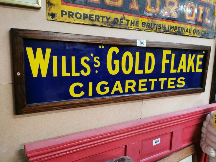 Framed Will's Gold Flake Cigarettes enamel advertising sign ...