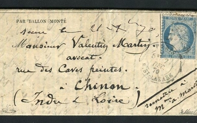 France 1870 - Rare Balloon mail Le Général Renault (7 December - 20 December 1870) - Gazette des Absents no. 14