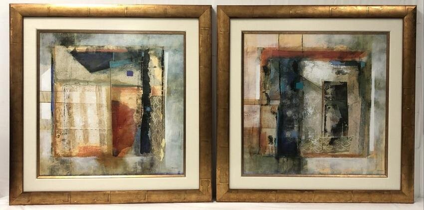 GIOVANNI, CONTEMPORARY MIXED MEDIA PAINTINGS, PAIR