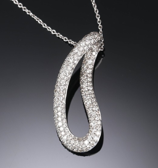 Georg Jensen. Infinity necklace with diamond pendant in sterling silver, large model (2)