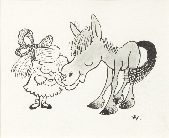Gerard Hoffnung | "The Real Pony Fans Are Small Girls", ink drawing, c.1950s