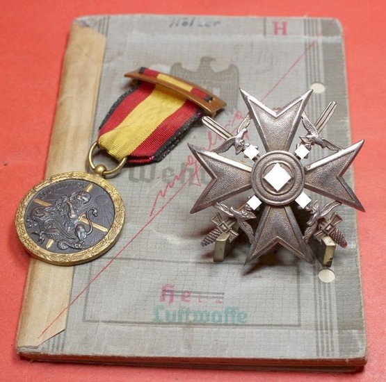 Germany - Flak / Air Force / Legion Condor / Spain Civil War / LC - Estate Spain Cross in Silver of Fw Hölzer Leicht Flak-Abt. 85