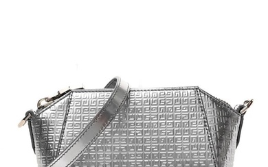 Givenchy Metallic Calfskin 4G Embossed Nano Antigona Silver