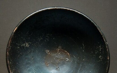 Greek Campanian Ceramic Bowl, Impressed Palmettes