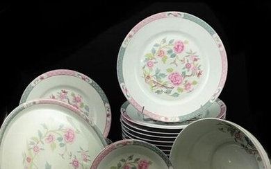 HAVILAND LIMOGES - Serving set in celadon porcelain, decorated with...