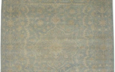Hand-Knotted Wool Floral Classic 9X12 Muted Teal Oriental Rug Home Decor Carpet