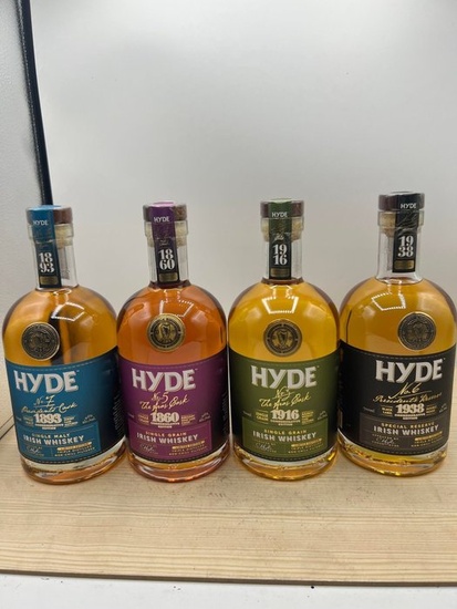 Hyde '1938' Double Wood - '1893' sherry Cask -'1916' Bourbon Whiskey - '1860' Burgundy - 70cl - 4 bottles